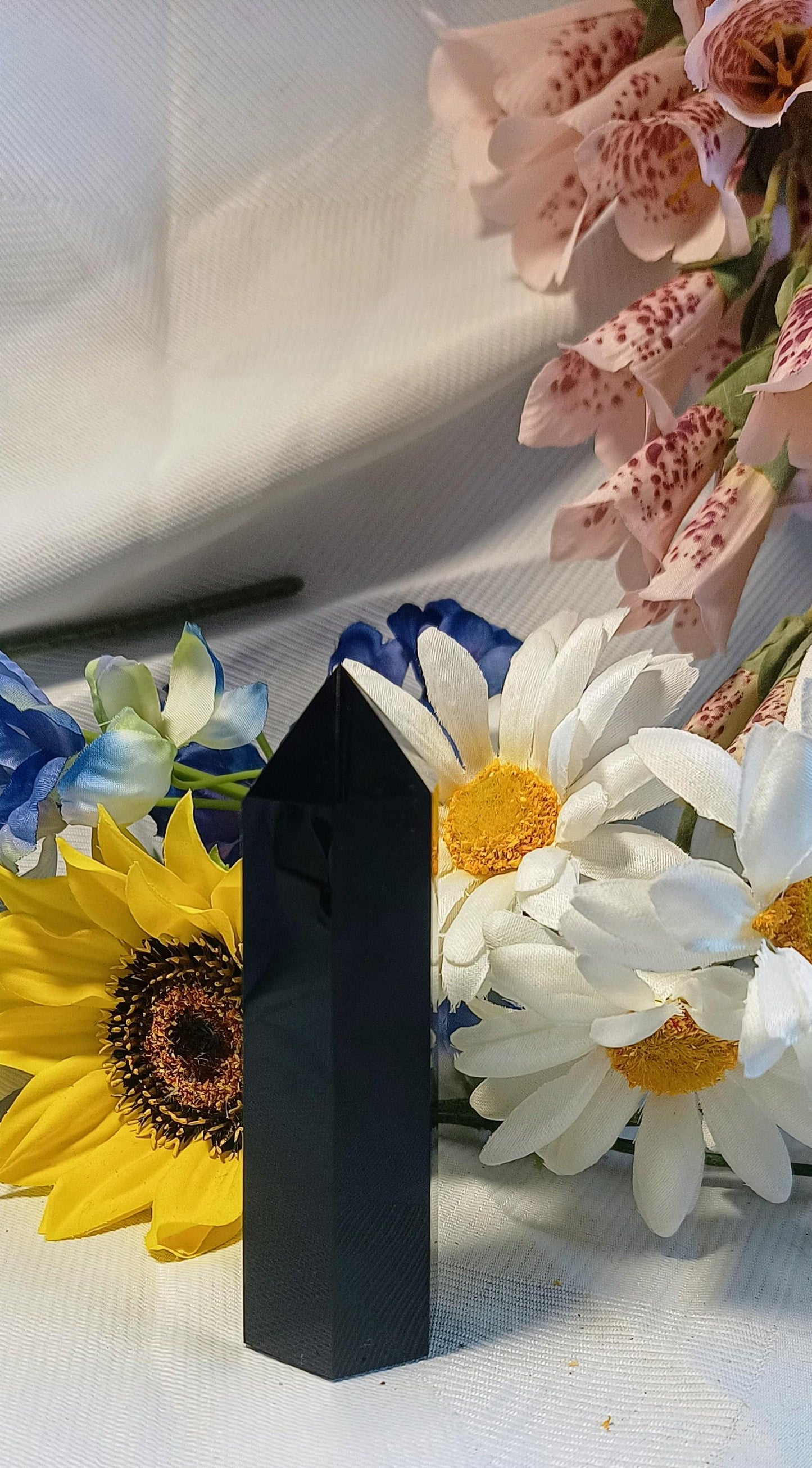 Large Black Obsidian Crystal Tower Point Generator 8-10cm