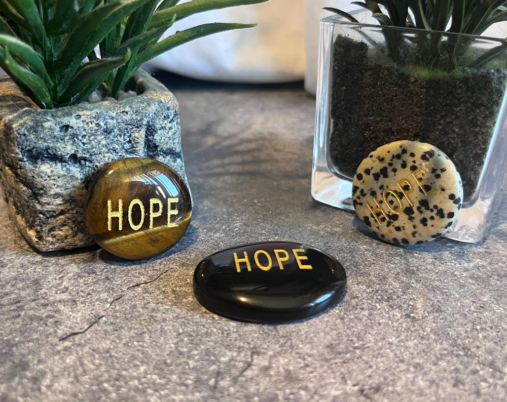 Inspirational Pocket Stone | Hope Word Stone | Tiger-eye | Obsidian | Dalmatian
