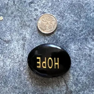 Inspirational Pocket Stone | Hope Word Stone | Tiger-eye | Obsidian | Dalmatian