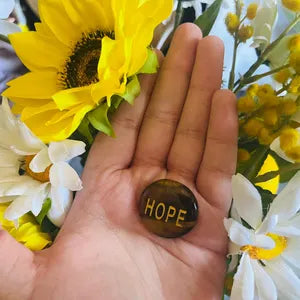 Inspirational Pocket Stone | Hope Word Stone | Tiger-eye | Obsidian | Dalmatian