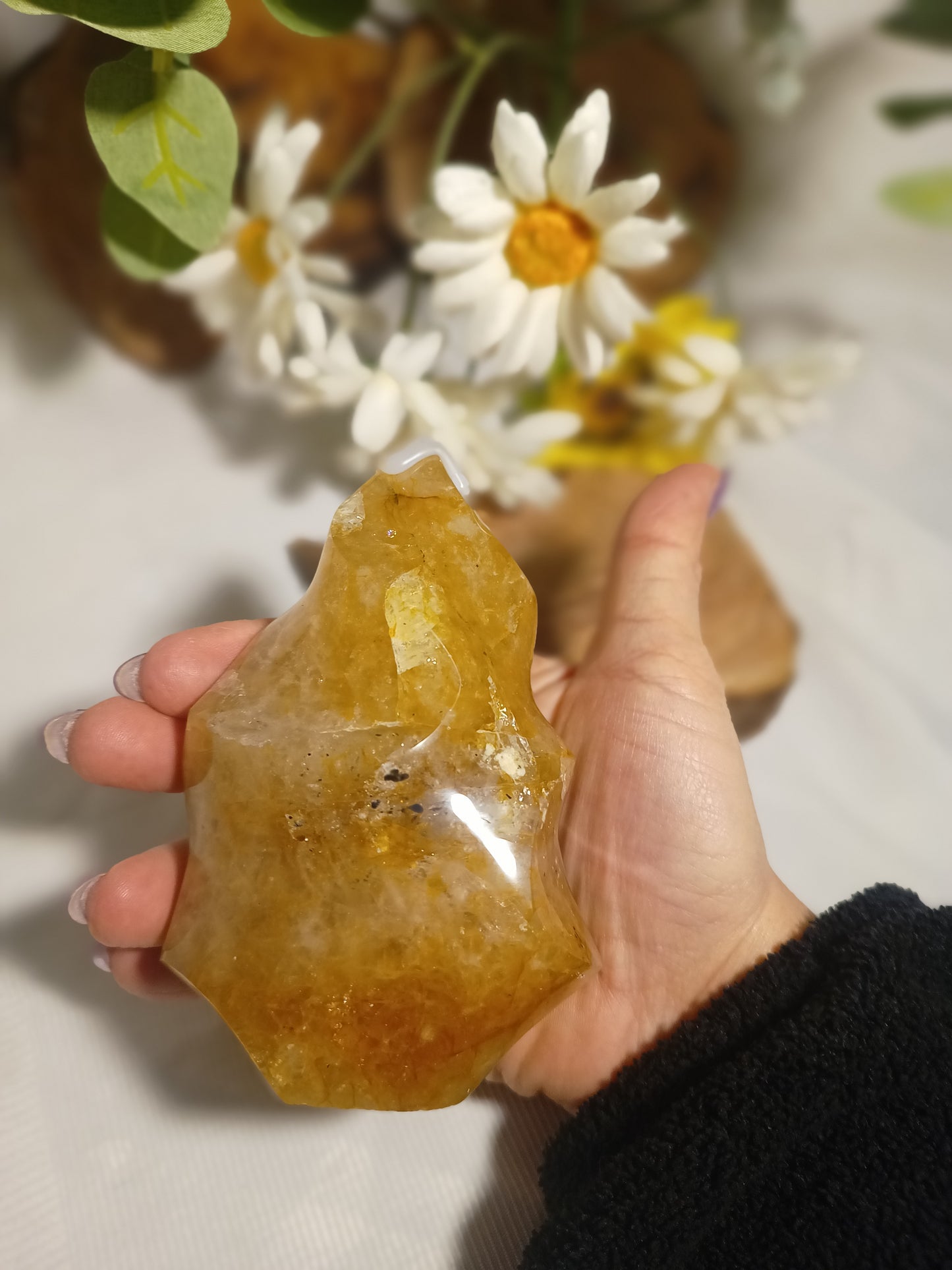 Natural Citrine Crystal Flame – 12.5cm x 10cm at the widest point