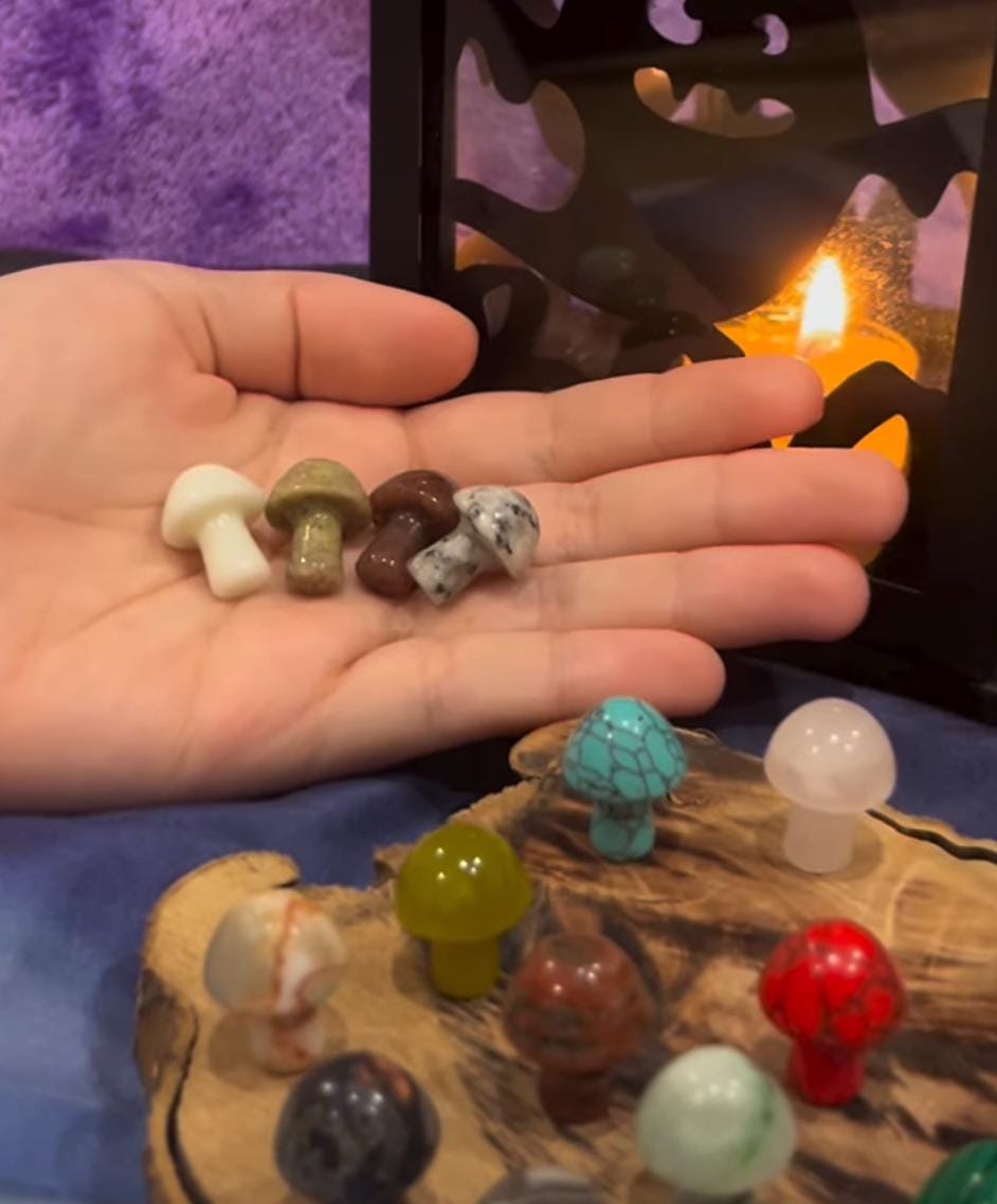 Crystal Mini Mushroom Stones Assortment Spiritual Collectables    ( Get 4 per purchase)