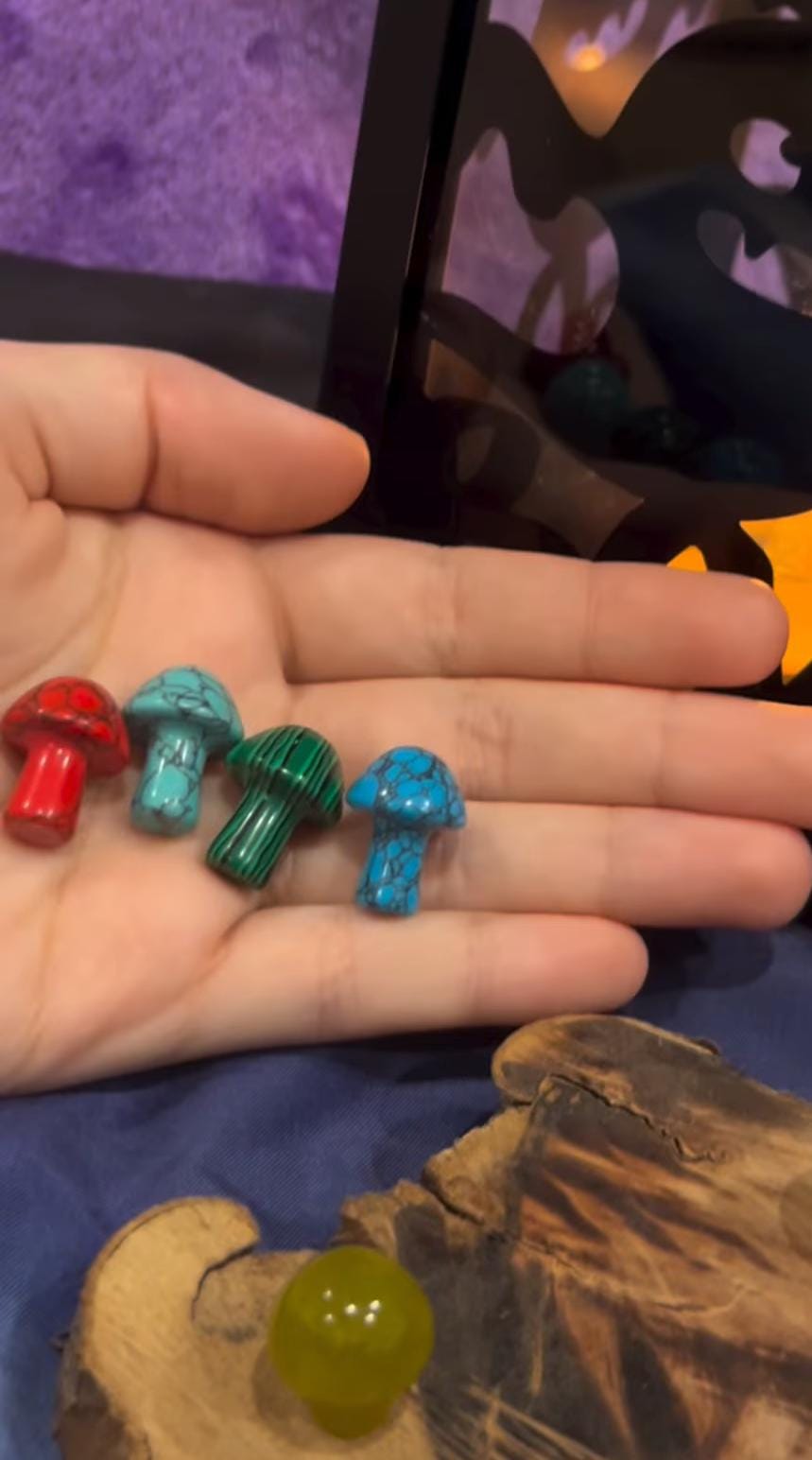 Crystal Mini Mushroom Stones Assortment Spiritual Collectables    ( Get 4 per purchase)