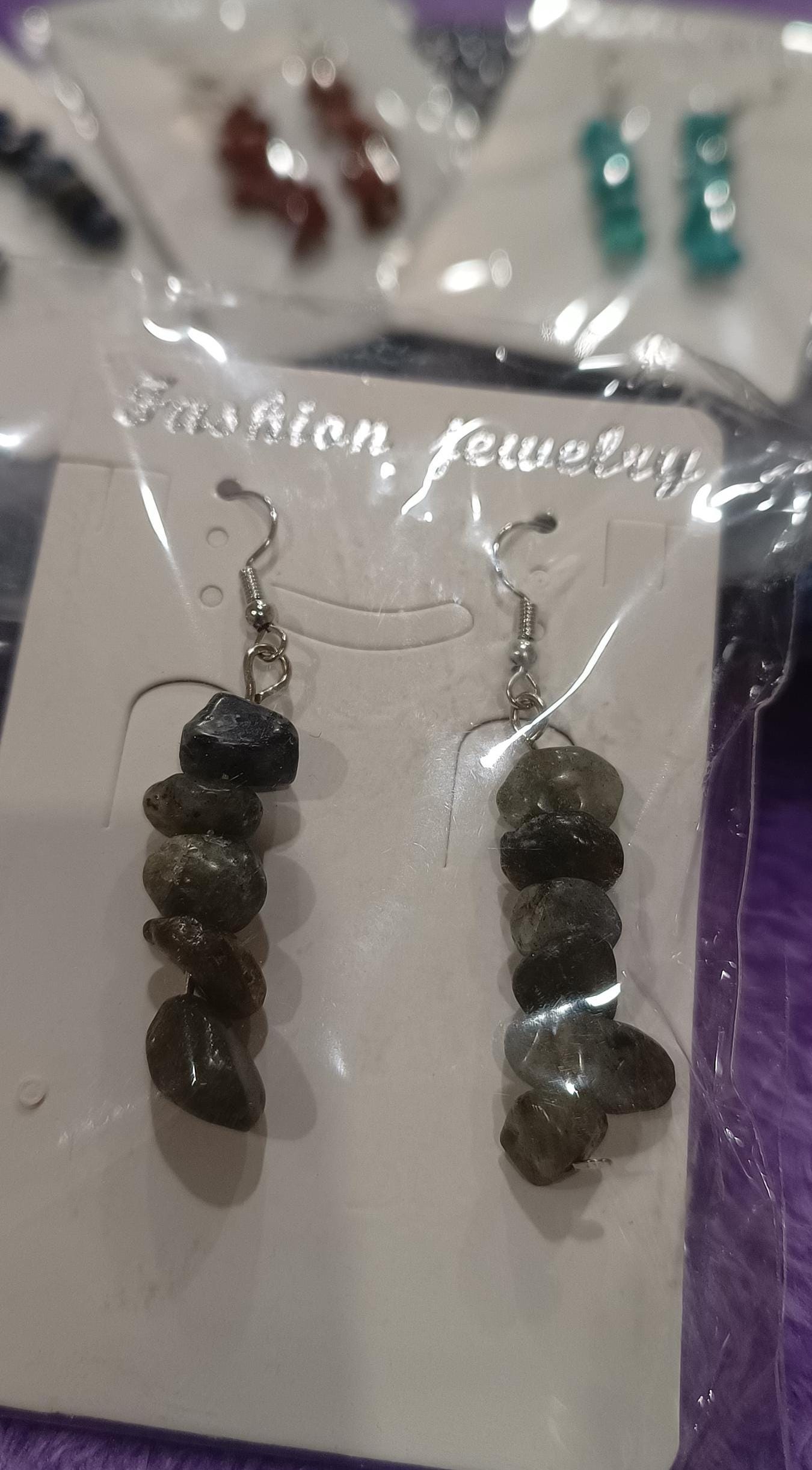 Gemstone Chip Earrings. varity  Lapis,Red Jasper, Labradorite,Turquenite, Aventurine