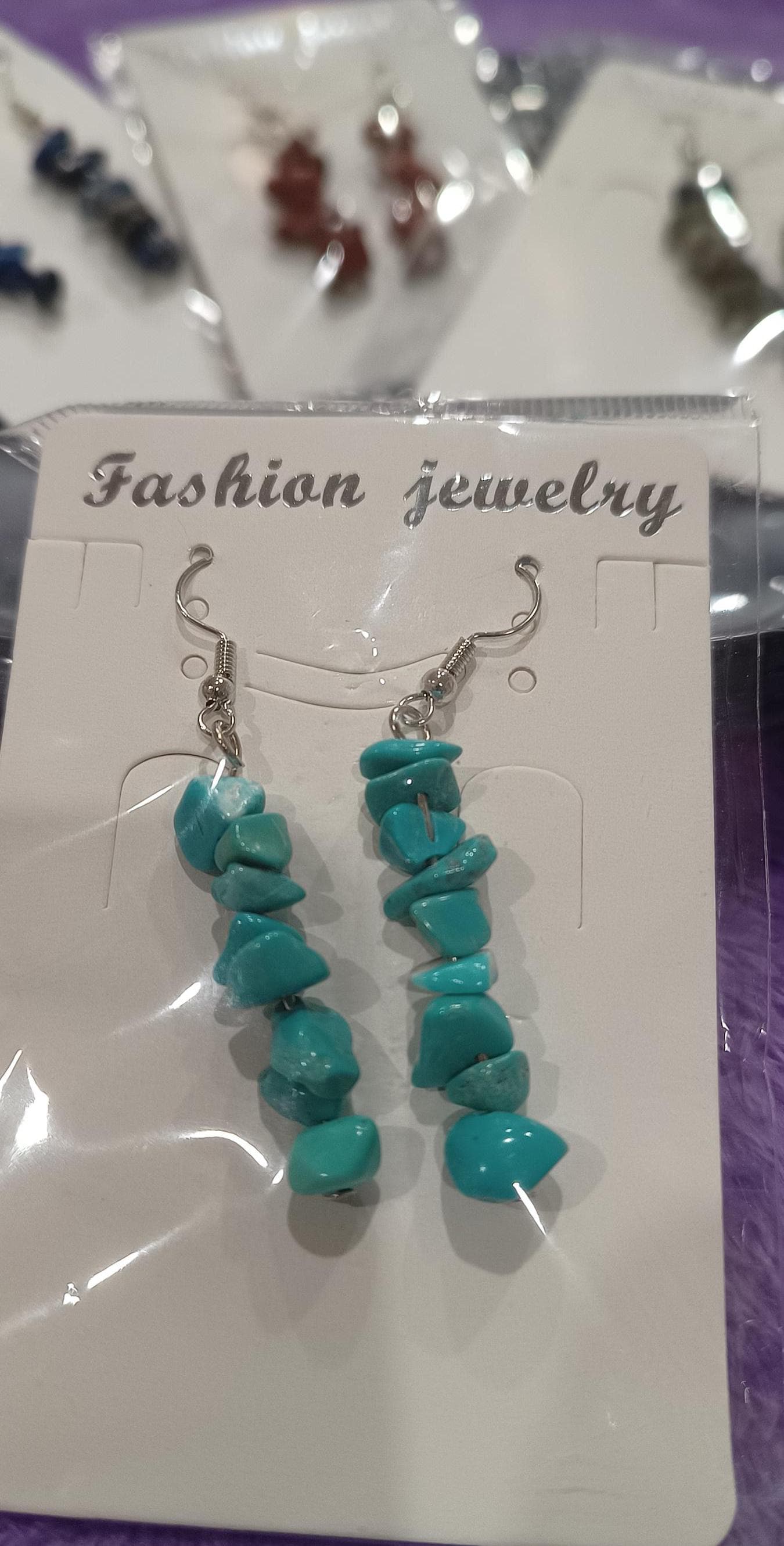 Gemstone Chip Earrings. varity  Lapis,Red Jasper, Labradorite,Turquenite, Aventurine