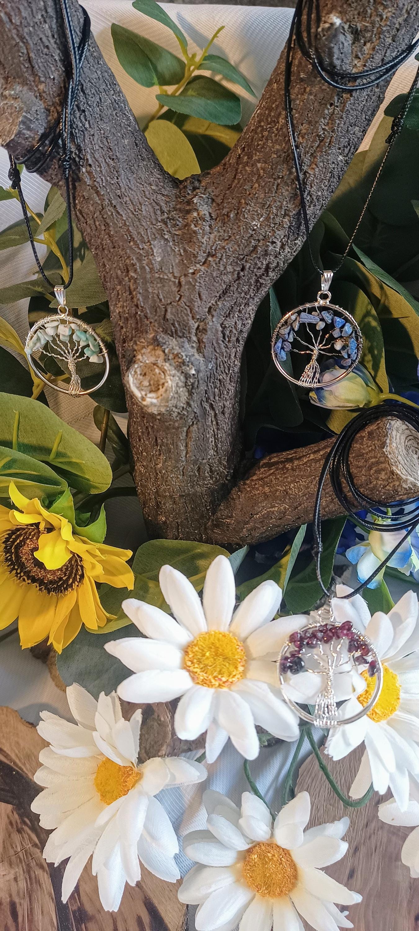 Tree of Life Pendant | Stunning Gemstone Tree | Crystal Pendants with adjustable sliding necklace