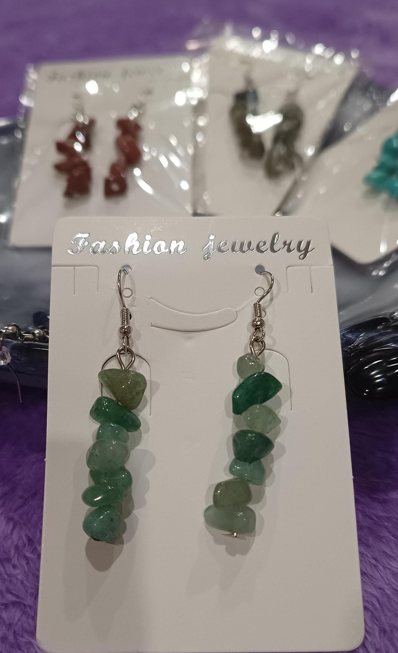 Gemstone Chip Earrings. varity  Lapis,Red Jasper, Labradorite,Turquenite, Aventurine
