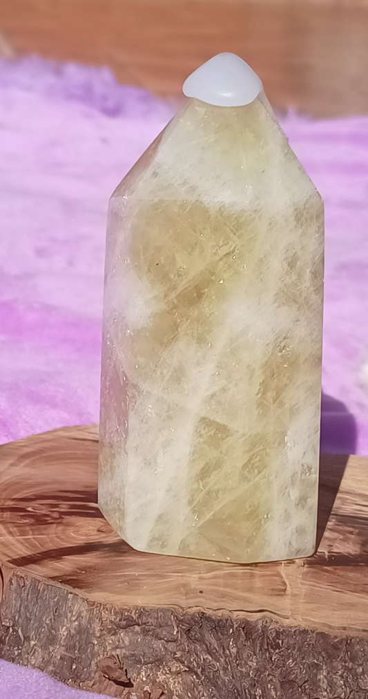 Citrine Crystal Tower with Opalite Cap – 10cm