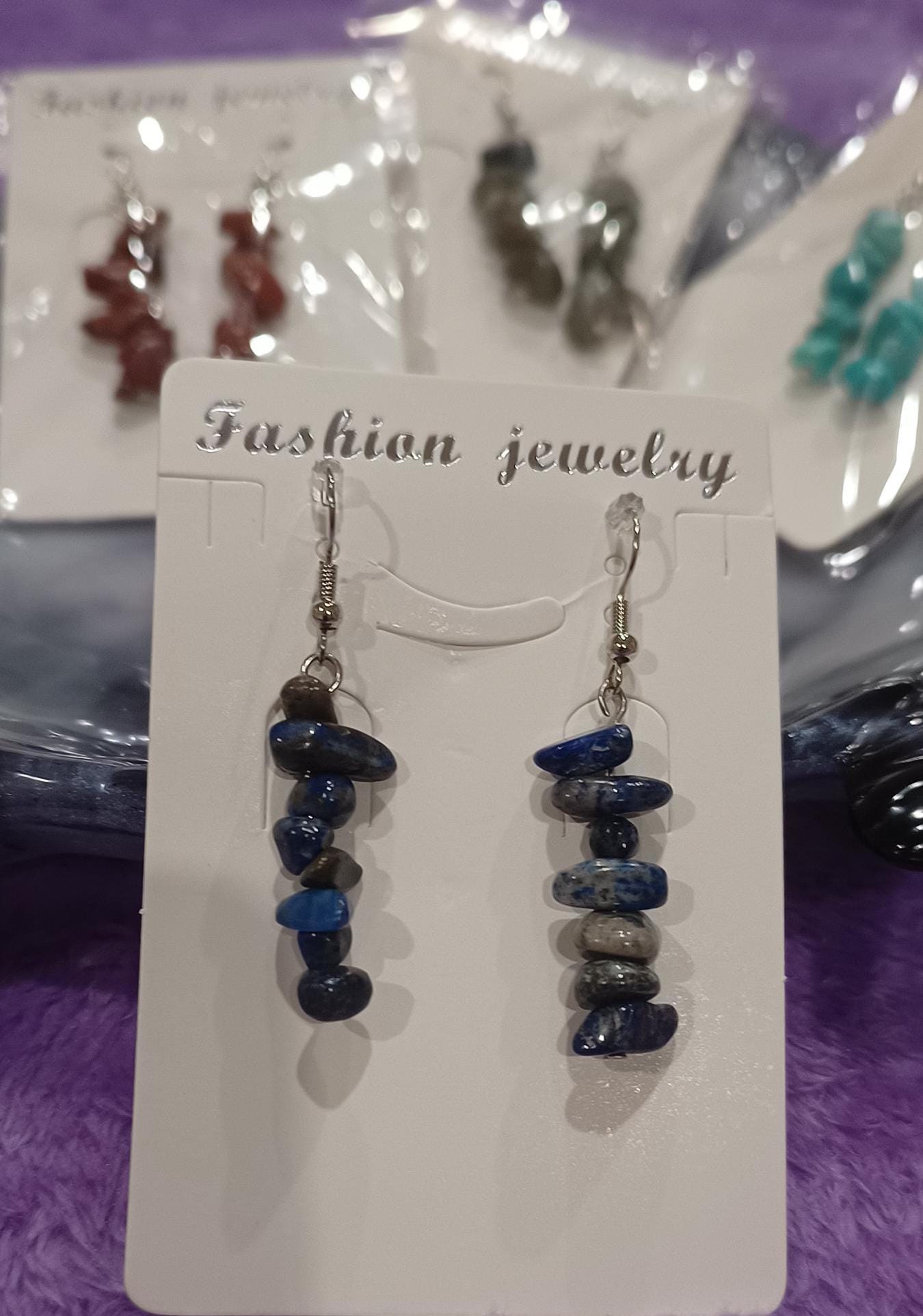 Gemstone Chip Earrings. varity  Lapis,Red Jasper, Labradorite,Turquenite, Aventurine