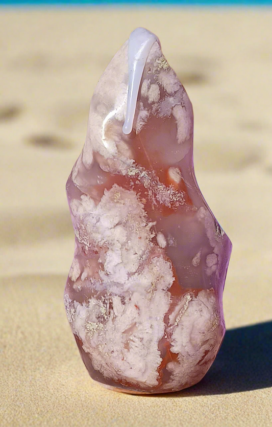 Flower Agate  Flame – 12.5cm High x 6.5cm wide. (At its widest point )