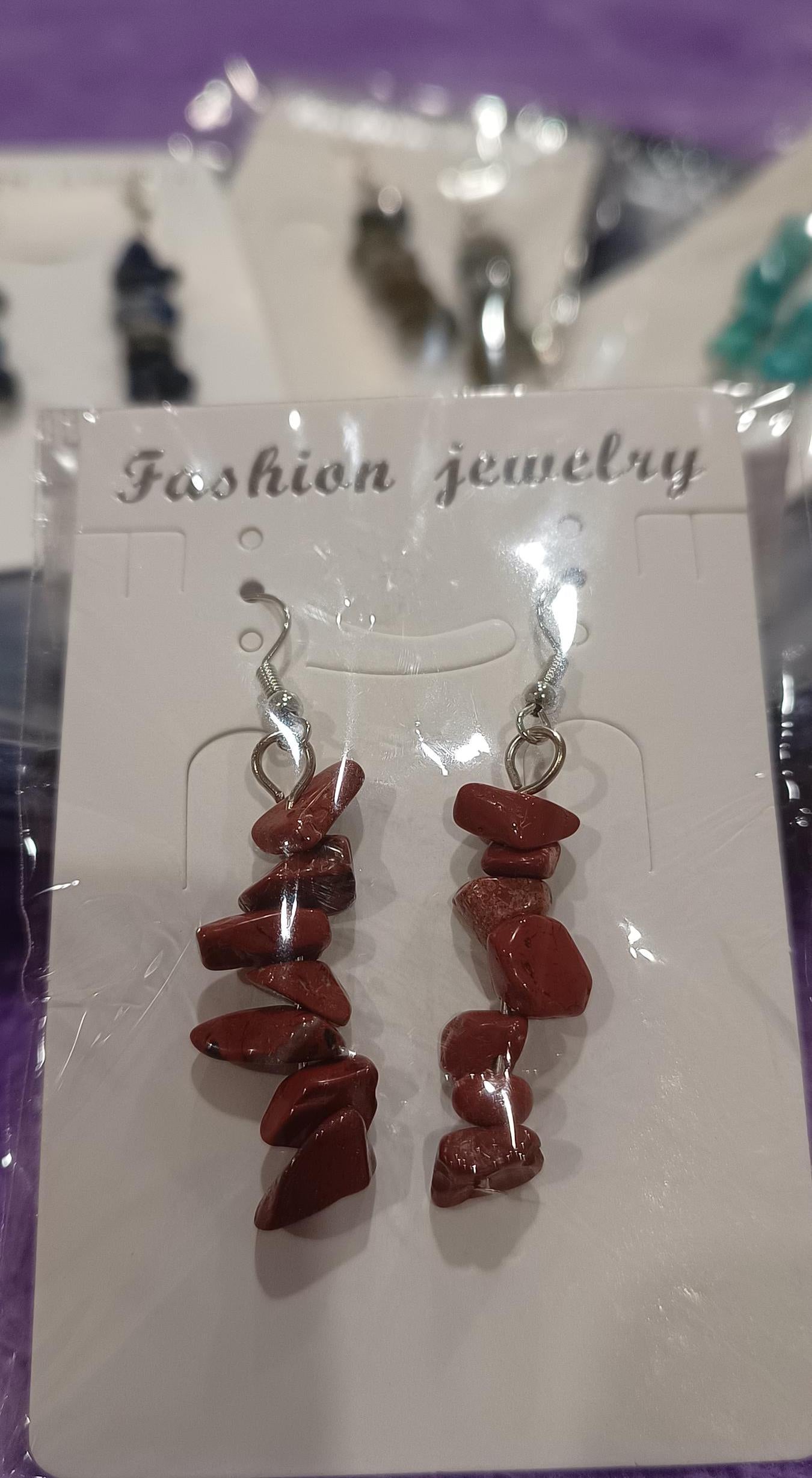 Gemstone Chip Earrings. varity  Lapis,Red Jasper, Labradorite,Turquenite, Aventurine