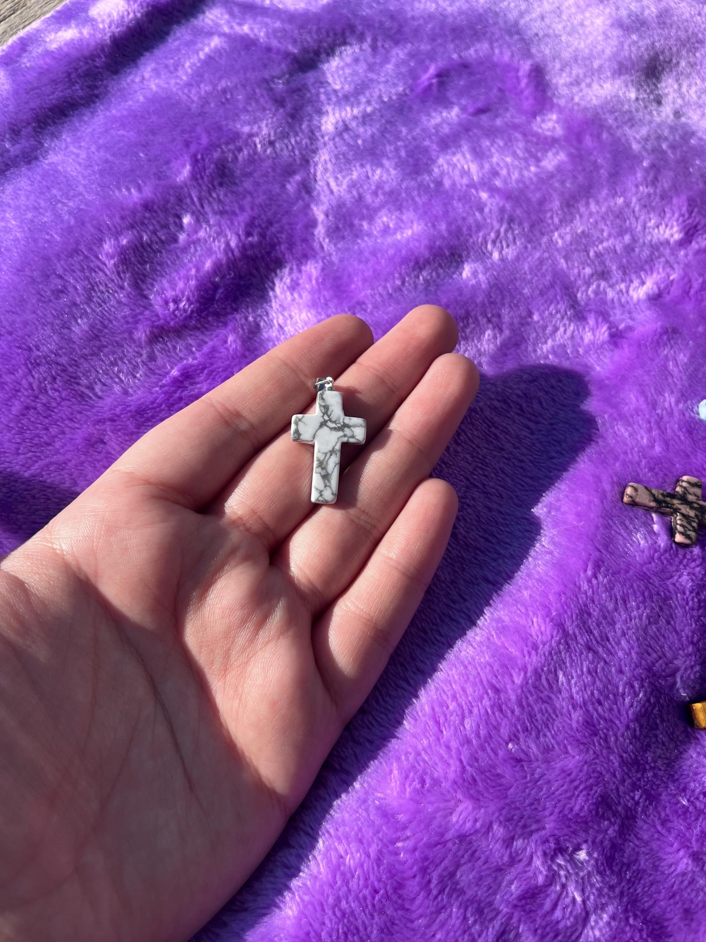 Gemstone Cross Pendants adjustable sliding necklace | Tiger Eye | Rose Quartz | White Howlite | Green Aventurine | Blue Sodalite | Rhodonite