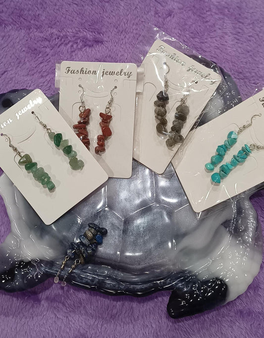 Gemstone Chip Earrings. varity  Lapis,Red Jasper, Labradorite,Turquenite, Aventurine
