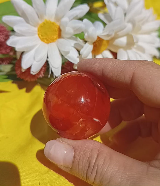 Carnelian Crystal Sphere: Healing Gemstone 6 cm ( stand NOT included )