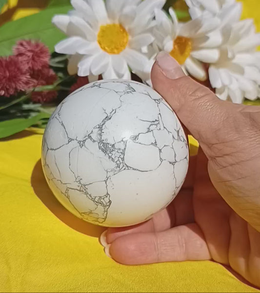 White Howlite Crystal Sphere -8cm ( stand NOT included)