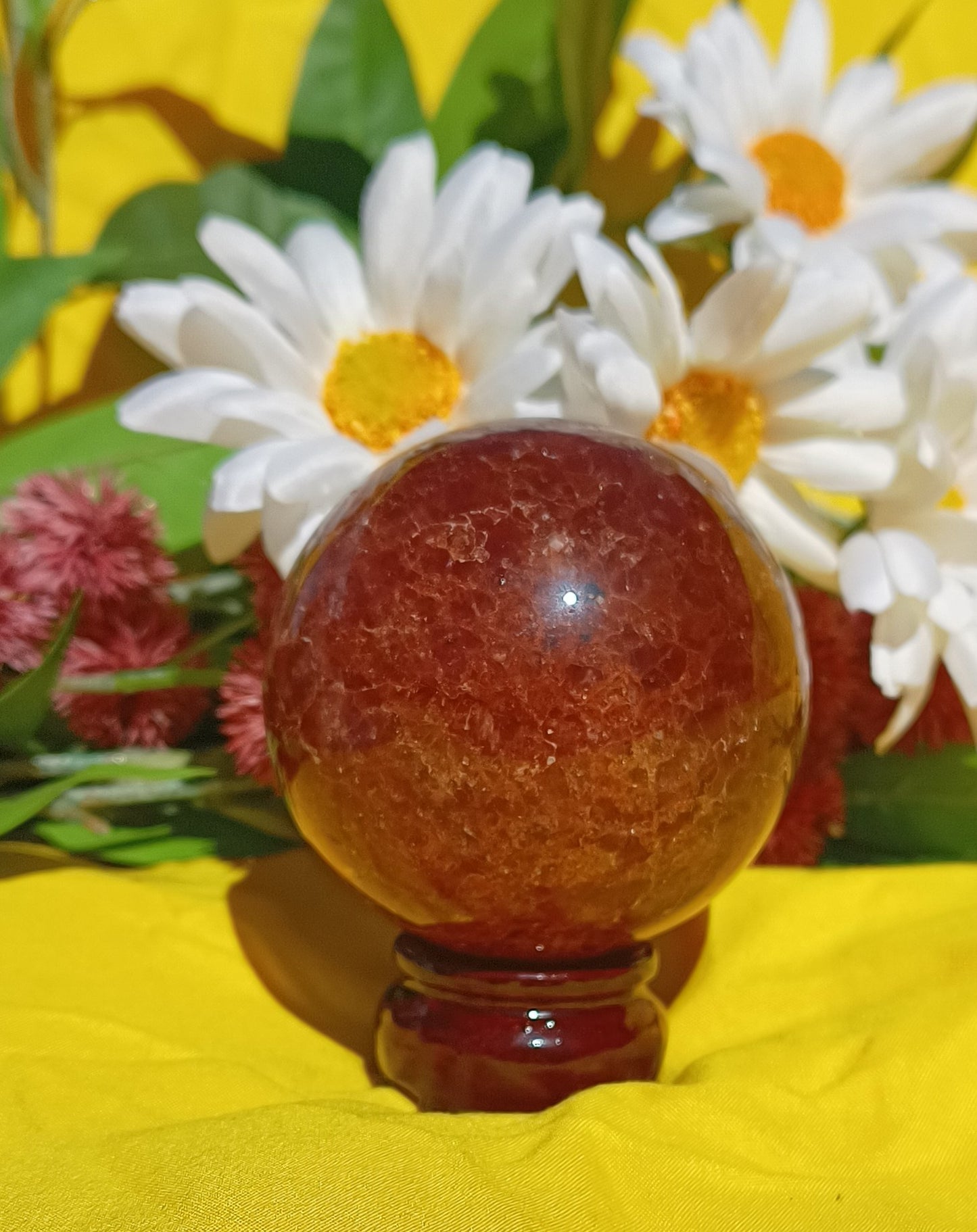 Natural strawberry Quartz Sphere Crystal Ball Reiki Healing 8 cm ( stand NOT included )