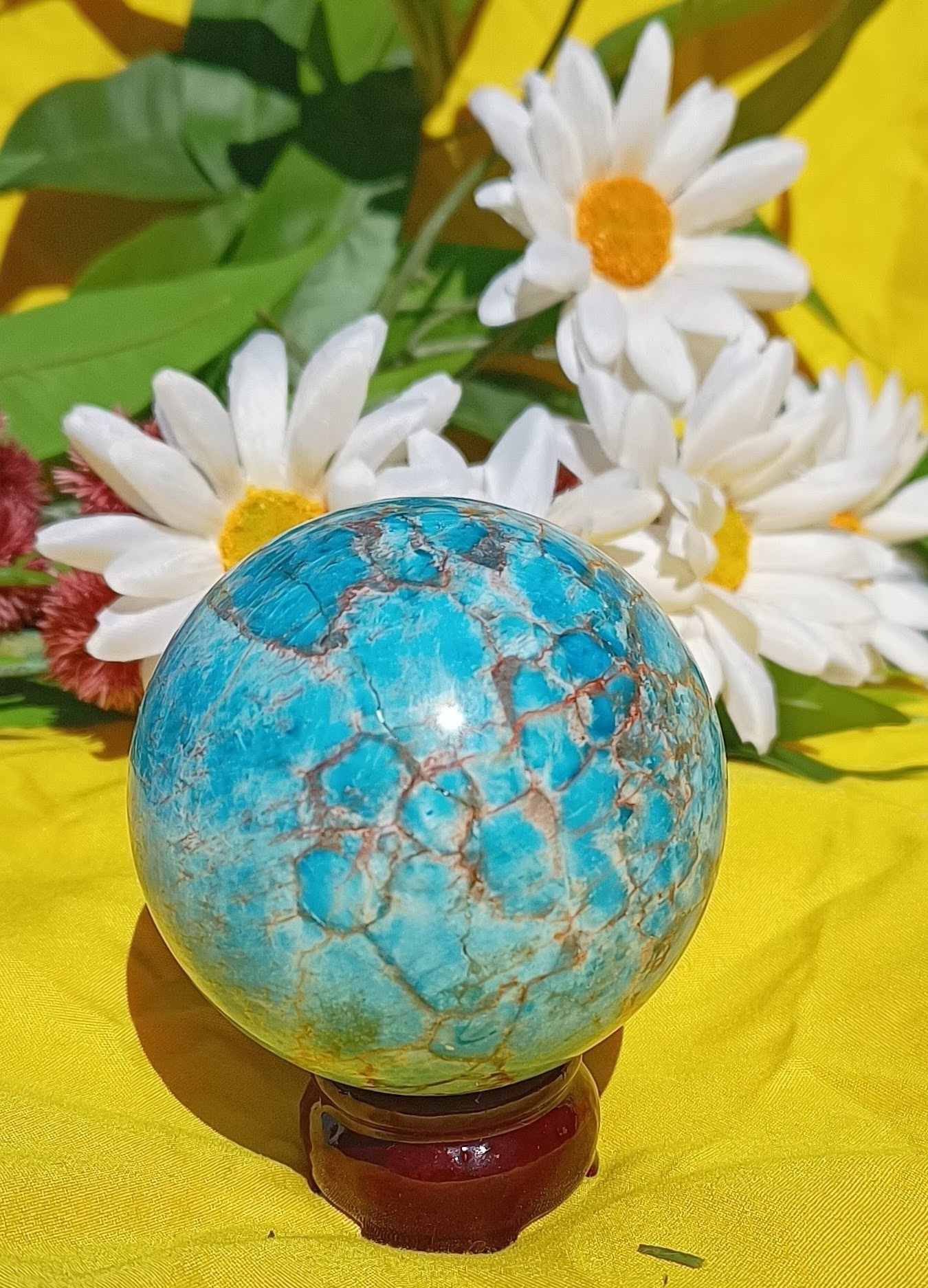 Blue Howlite Crystal Sphere - 8cm ( stand NOT included)