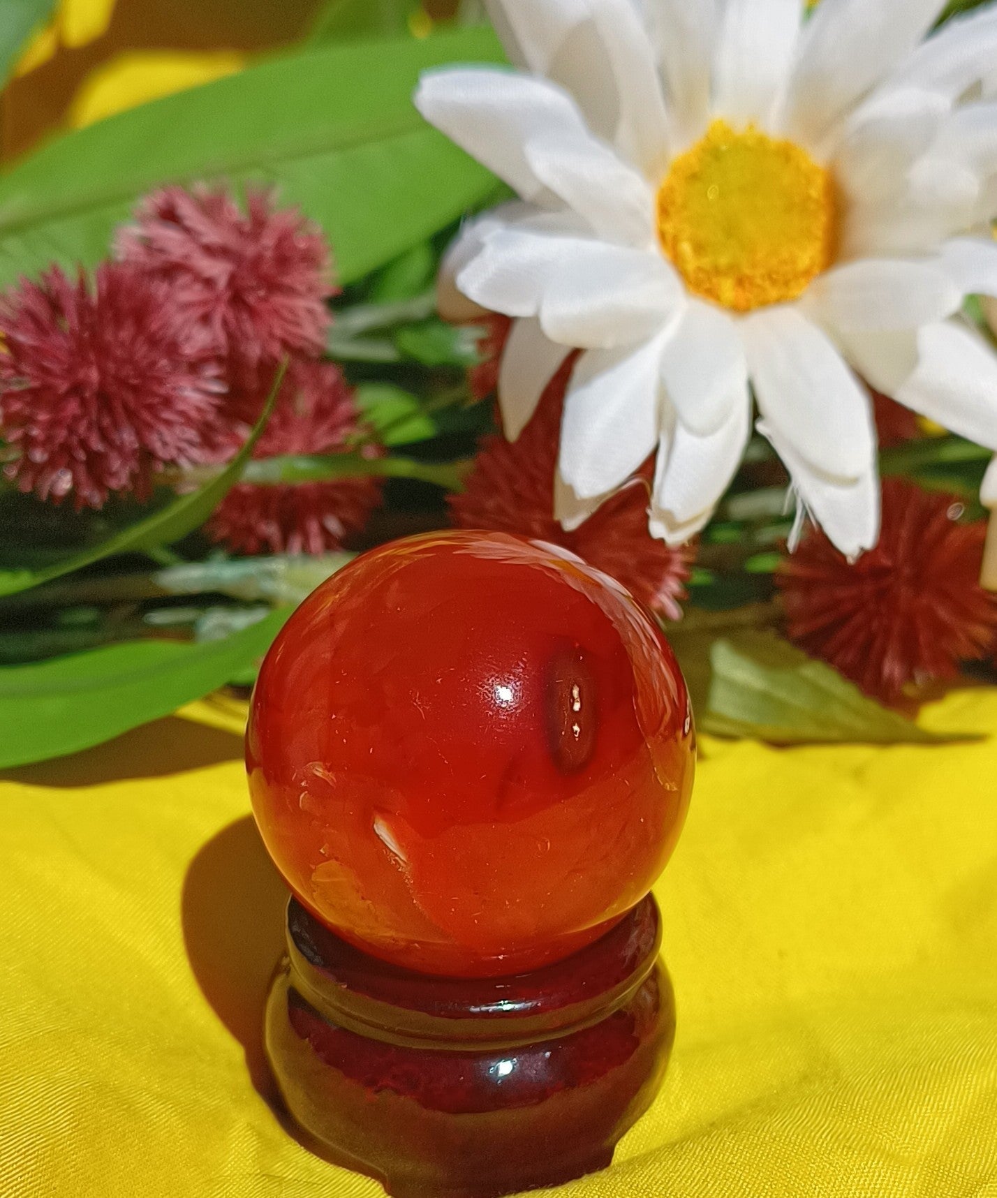 Carnelian Crystal Sphere: Healing Gemstone 6 cm ( stand NOT included )