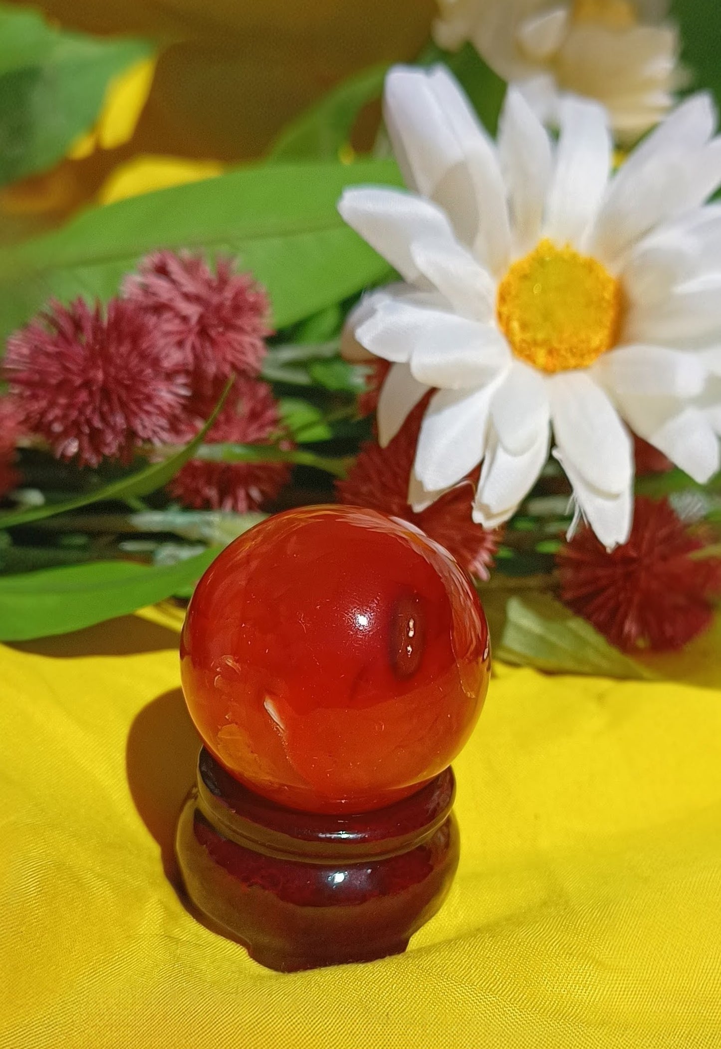 Carnelian Crystal Sphere: Healing Gemstone 6 cm ( stand NOT included )