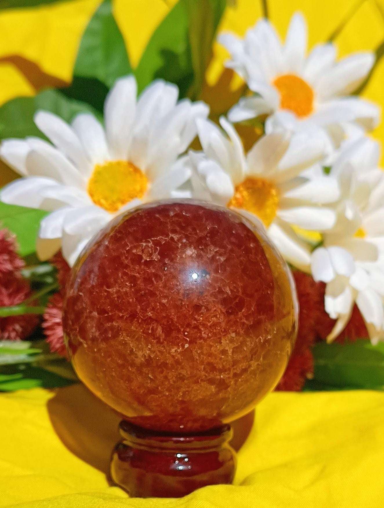 Natural strawberry Quartz Sphere Crystal Ball Reiki Healing 8 cm ( stand NOT included )