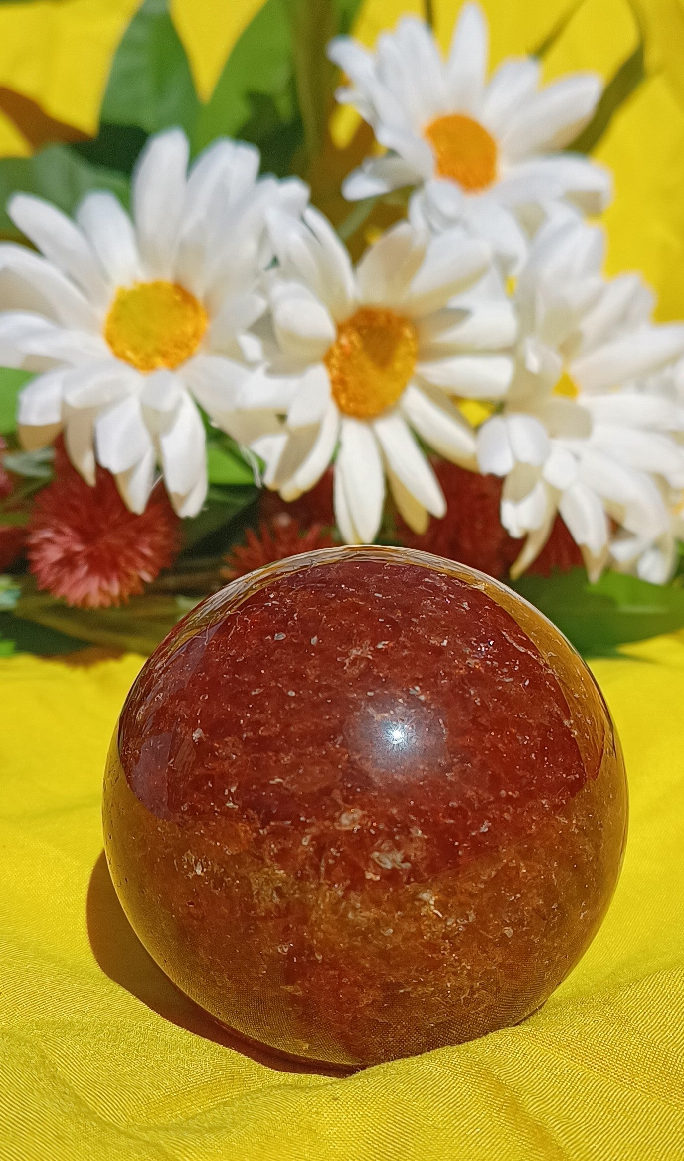 Natural strawberry Quartz Sphere Crystal Ball Reiki Healing 8 cm ( stand NOT included )
