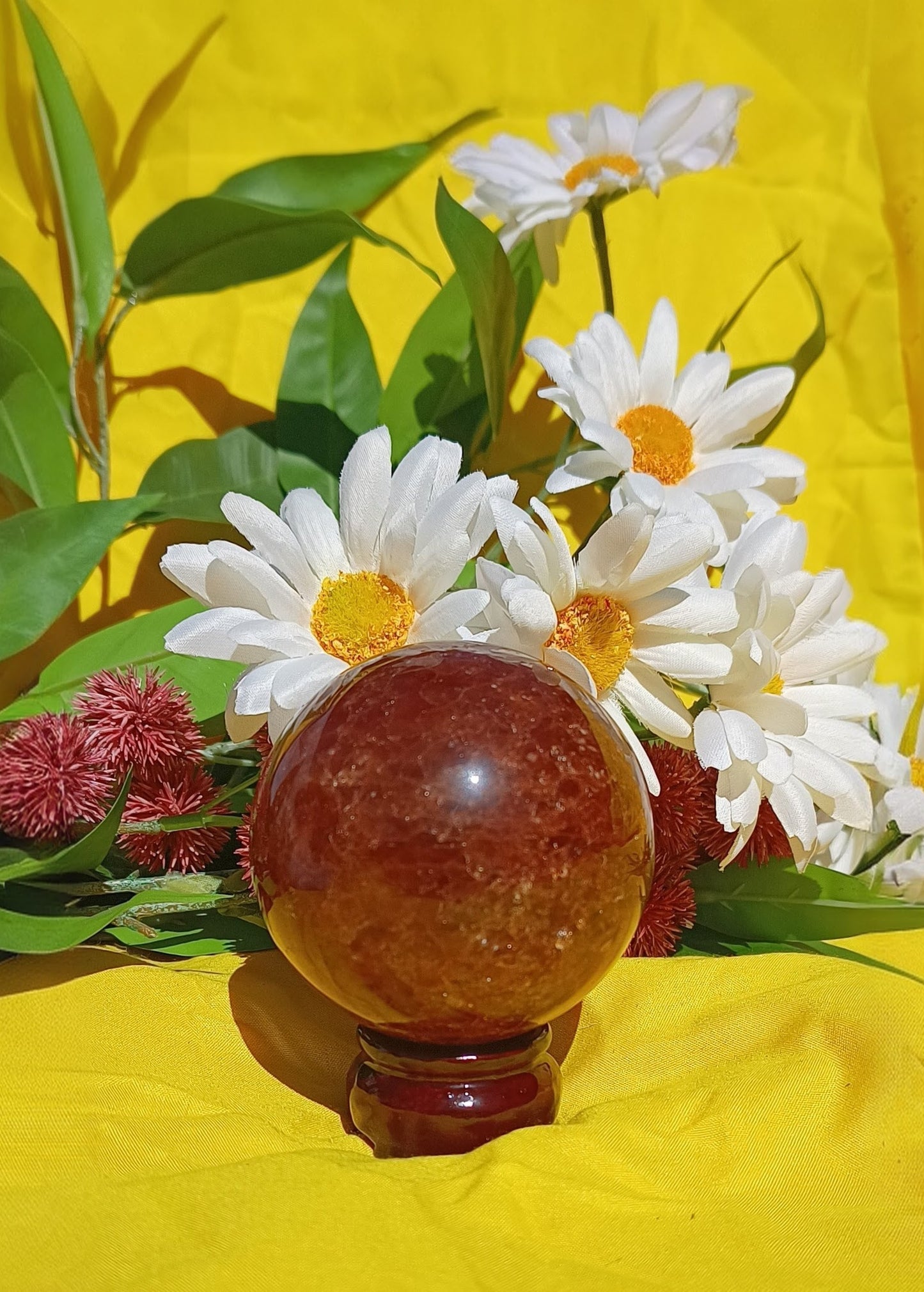 Natural strawberry Quartz Sphere Crystal Ball Reiki Healing 8 cm ( stand NOT included )