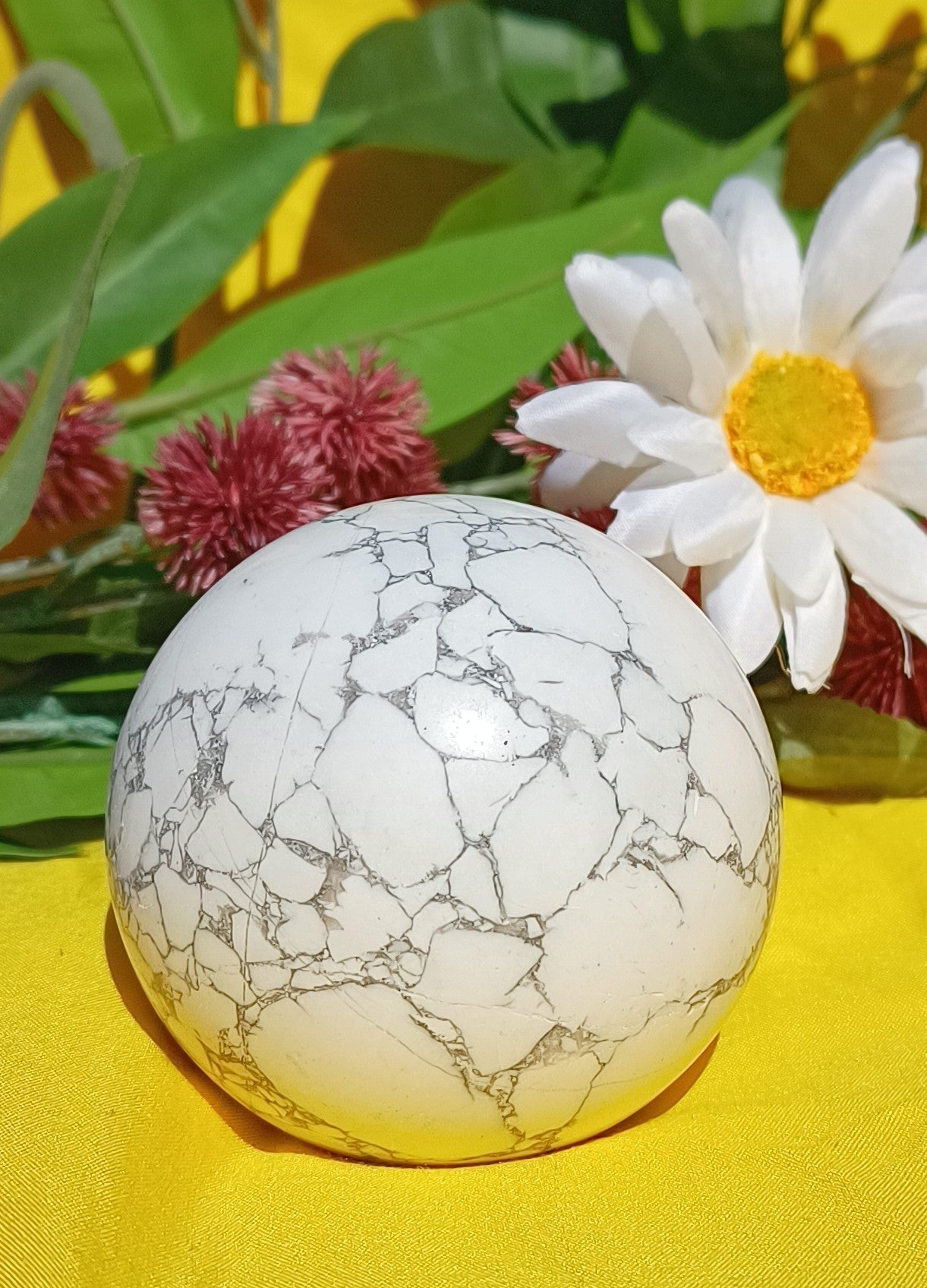 White Howlite Crystal Sphere -8cm ( stand NOT included)