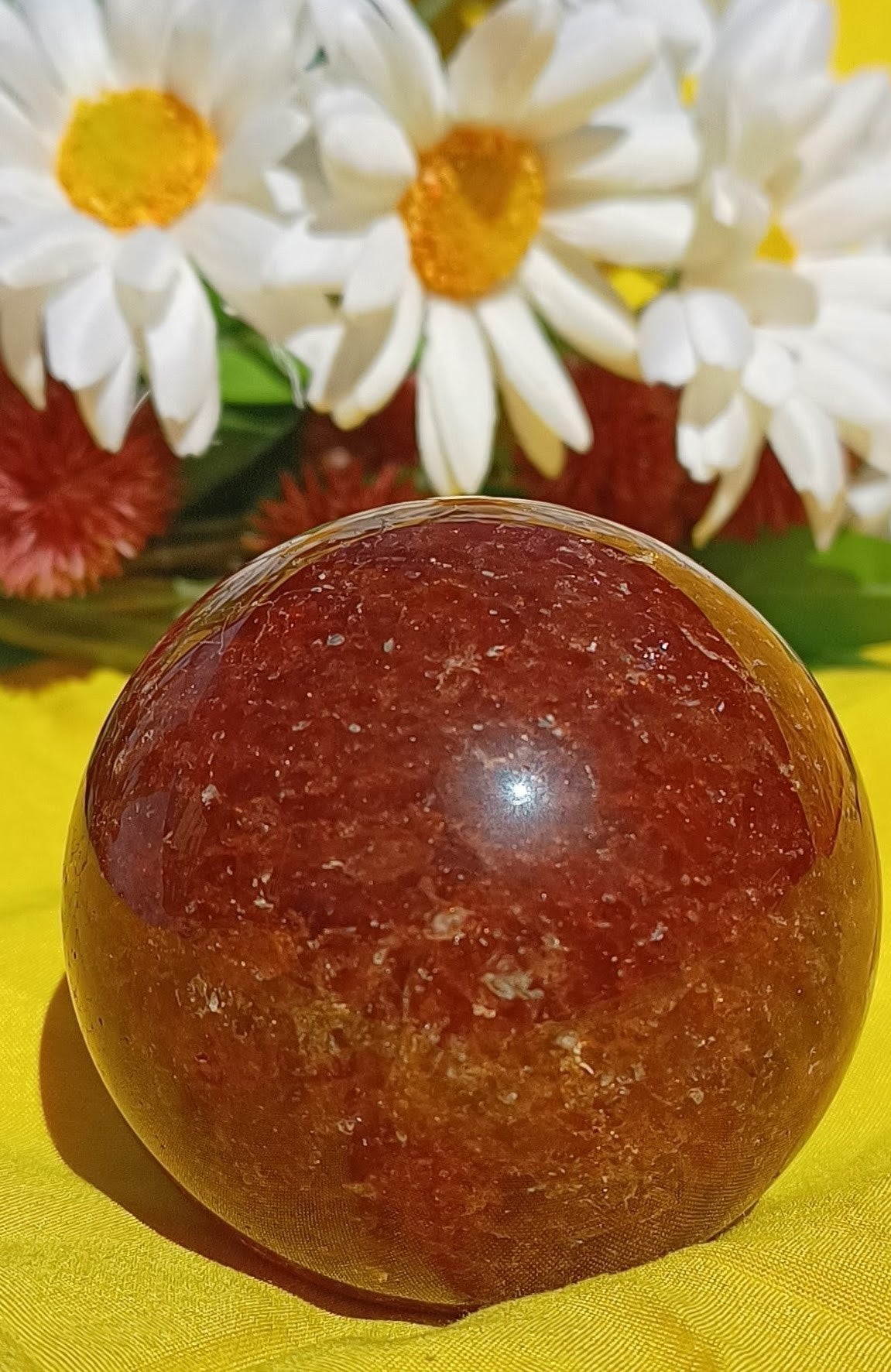 Natural strawberry Quartz Sphere Crystal Ball Reiki Healing 8 cm ( stand NOT included )