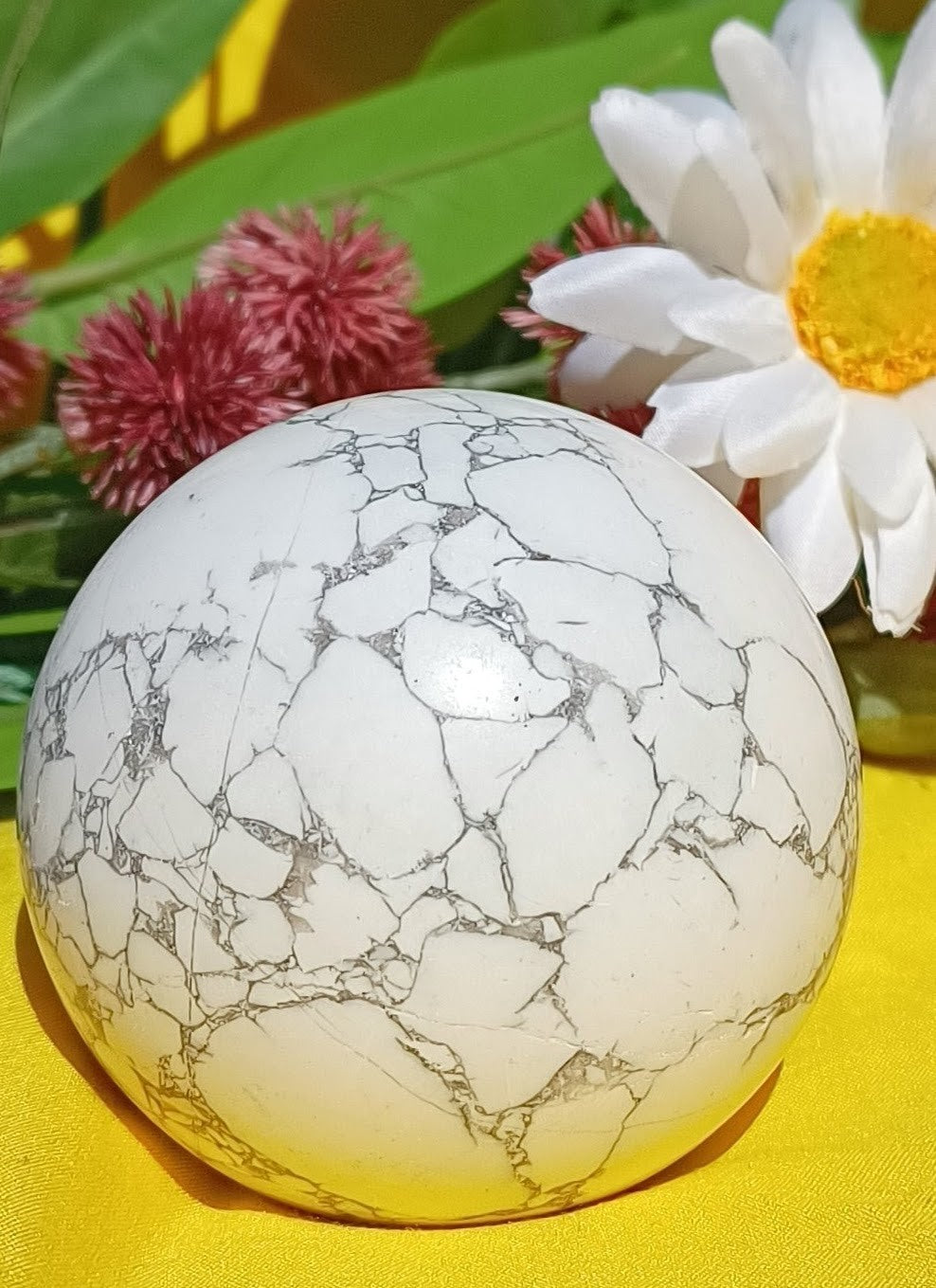 White Howlite Crystal Sphere -8cm ( stand NOT included)