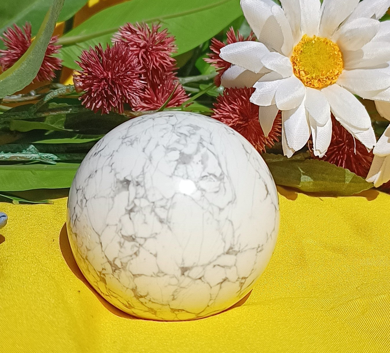 White Howlite Crystal Sphere -8cm ( stand NOT included)